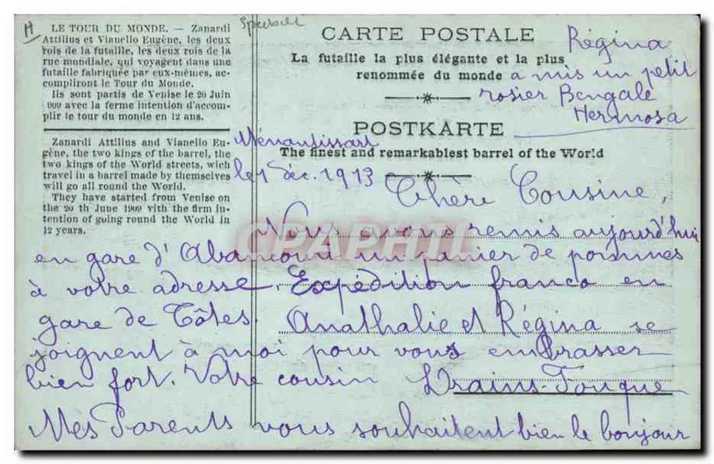 Zwei Männer in einer Futaïlle — 2 Globe Trotters — Verlag: Éditions de la Poste - Rückseite