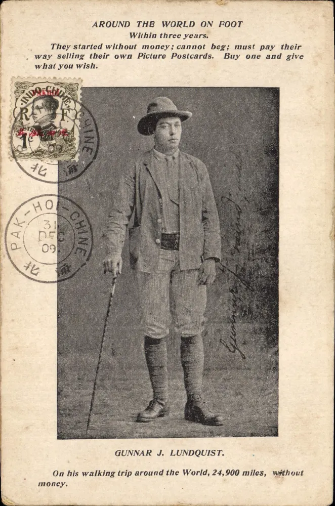 Gunnar J. Lundquist — Walker Around the World — Unknown Publisher, Serie 'Around the World on Foot' - Vorderseite