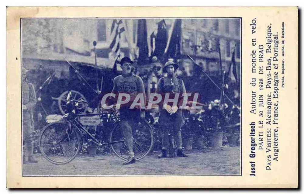 Josef Gregoritsch — Um die Welt mit dem Fahrrad — Imp. Ancha, Barcelona - Vorderseite