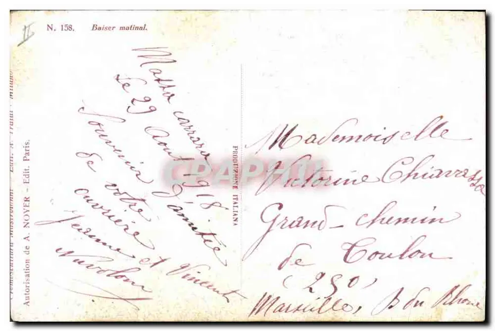 Morgenkuss — Nr. 158 — Verleger A. NOYER, Paris - Rückseite
