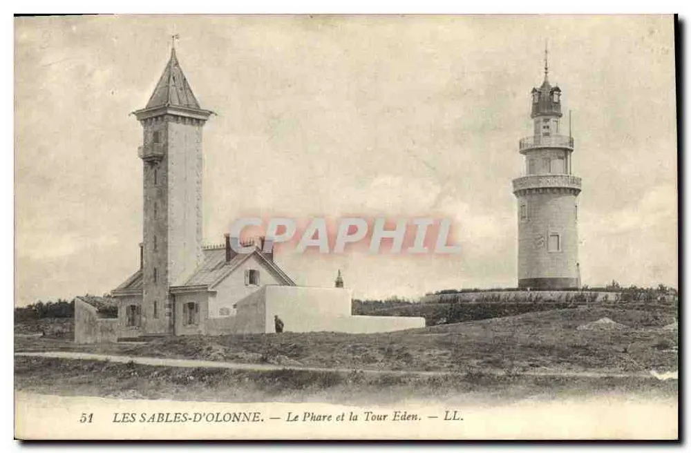 Les Sables-d'Olonne — Der Leuchtturm und die Eden-Turm — LL. Nr. 51 - Vorderseite