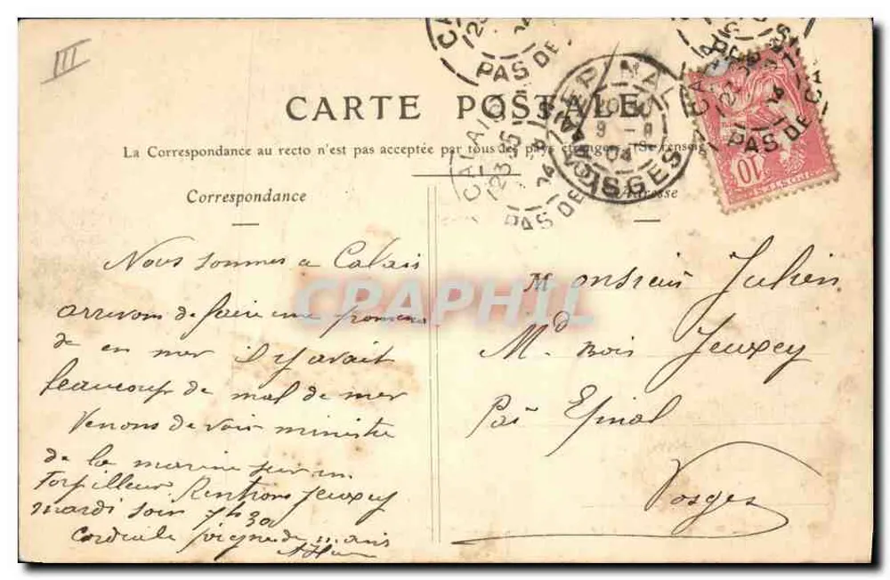 Calais — Boulevard International — Monument des Sauveteurs — Handelskammer — Leuchtturm — Photo Édit. O. Lefèbvre - Rückseite
