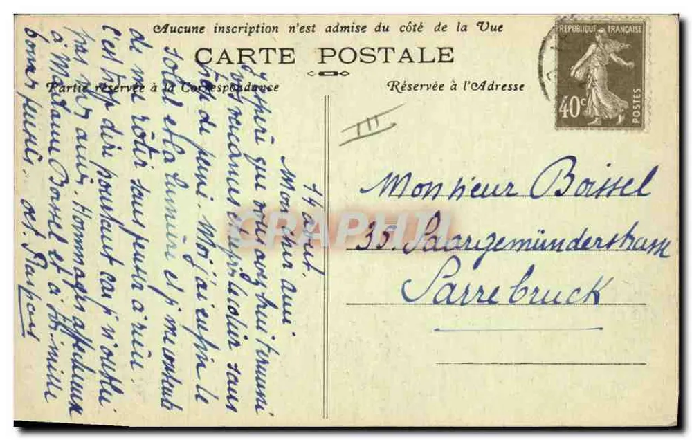 O Farol de CORDOUAN em tempo ruim — Fototipia Marcel Delboy, Bordeaux — n° 900 - Verso