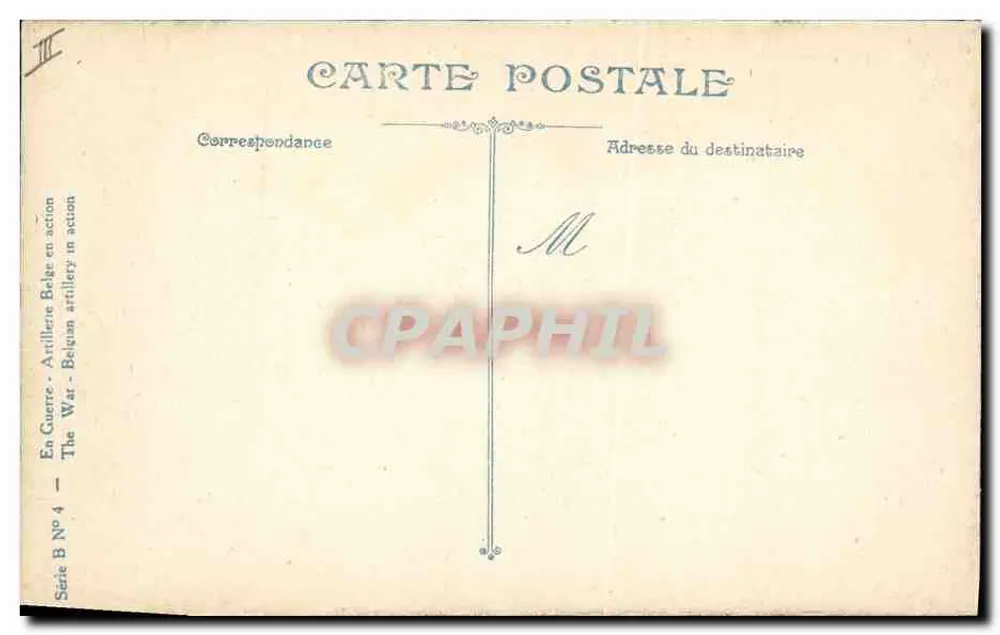 Belgische Artillerie in Aktion — Serie B Nr. 4 — Verlag nicht sichtbar - Rückseite