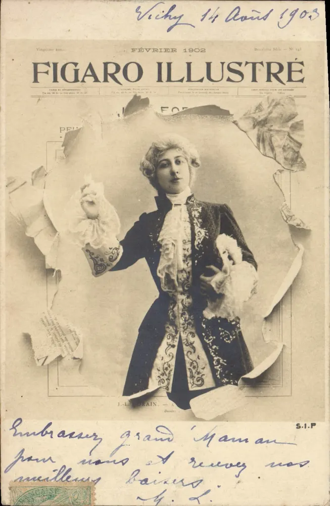 Thema: Frau im historischen Kleid — Figaro Illustré Februar 1902 — S.I.P. - Vorderseite