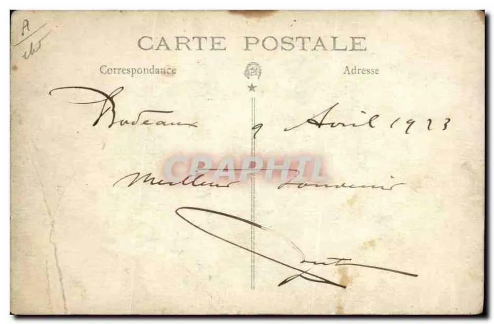 Quatre hommes dans un bureau de télégraphie — équipement radio et calendrier 1923 — éditeur non visible - Rückseite