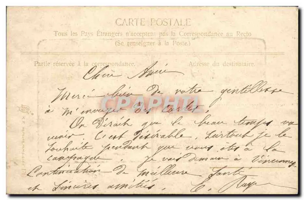 Pássaros em galho florido — Cartão postal ornado — Editor desconhecido, número de série não visível - Verso