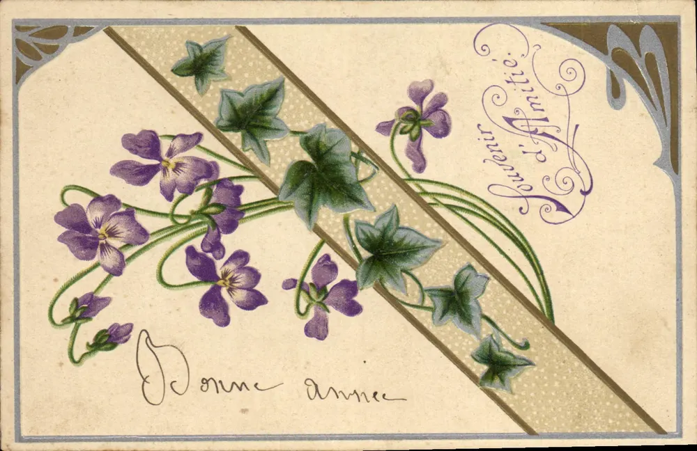 Violeta — Desejo de boa ano — União Postal Universal - Frente