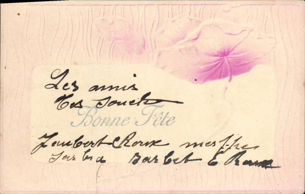 Os amigos — Boa Festa — Carta postal multilíngue da União Postal Universal - Frente