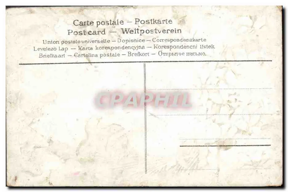 Paisagem com pombos — Boa Festa — União Postal Universal - Verso