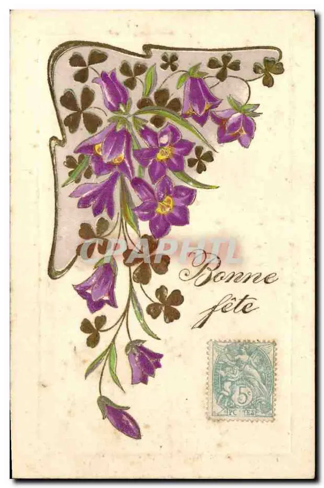 Flores violetas — Boa festa — editor desconhecido, número de série não visível - Frente