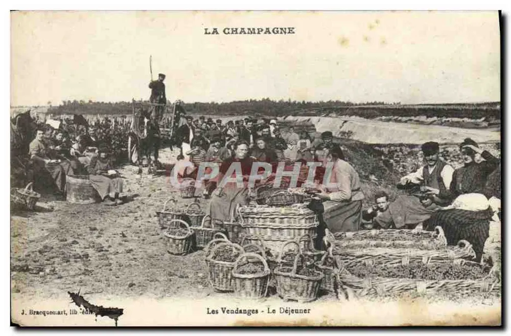 La Champagne - Les Vendanges - Le Déjeuner — J. Bracqueon, art. lib. édite - Voorkant