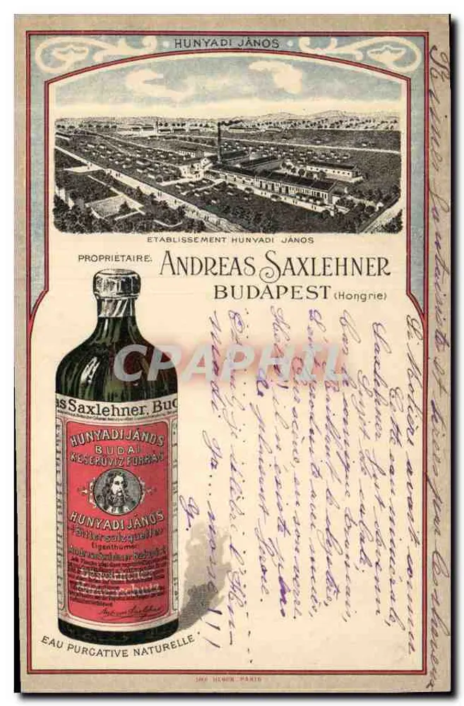 Etablissement Hunyadi János — Budapest (Ungarn) — Eigentümer Andreas Saxlehner - Vorderseite