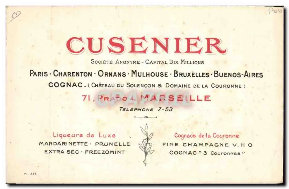 Der Mandarin — Apéritif aus Mandarinen — Cusenier Fils Aîné & Cie - Rückseite