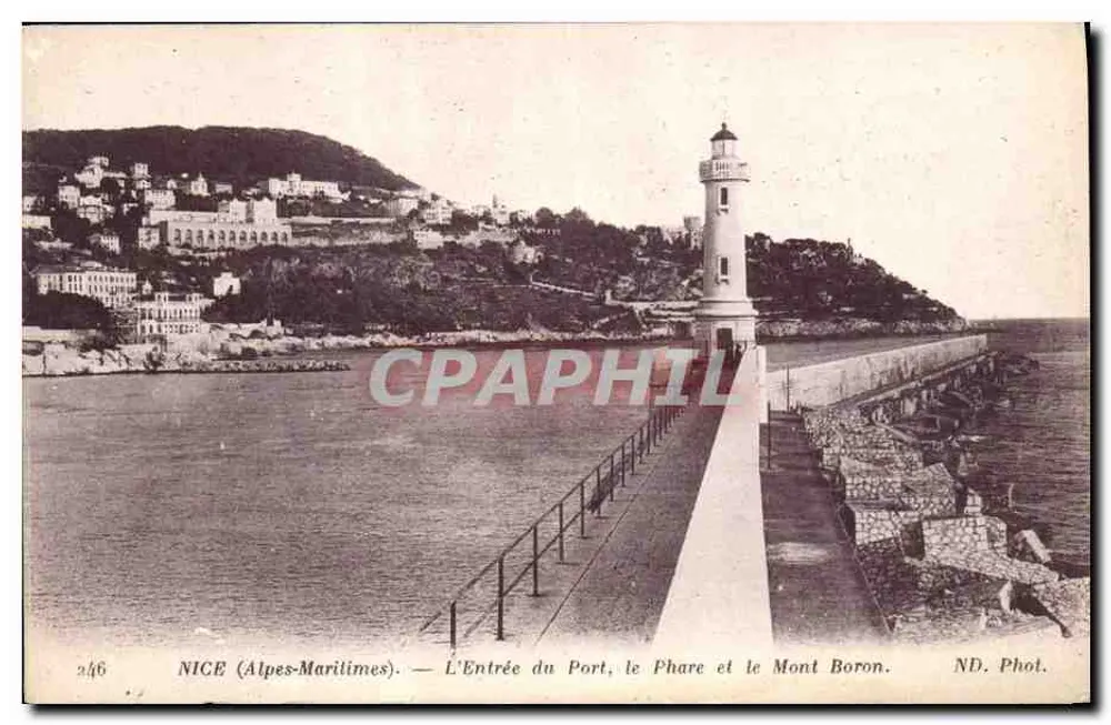 Nice (Alpes-Maritimes) — Eingang zum Hafen, Leuchtturm und Mont Boron — ND. Phot. - Vorderseite