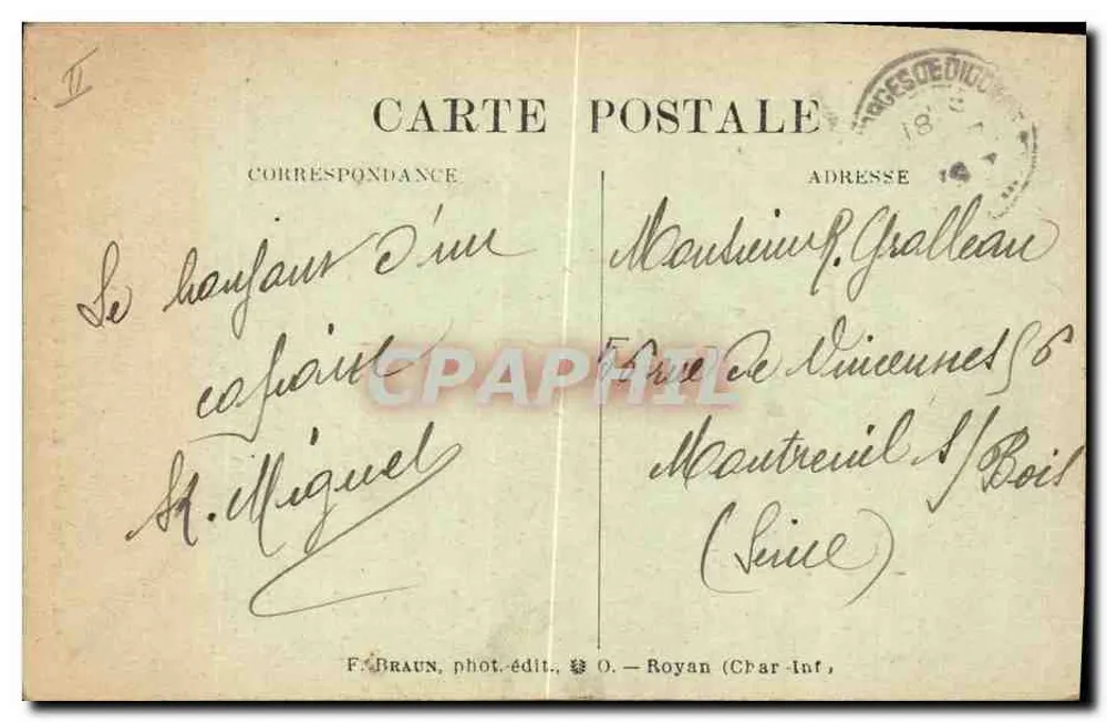 St-Georges-de-Didonne — O Farol — F. Braun, fot.édit., Royan (Charente-Inférieure) - Verso