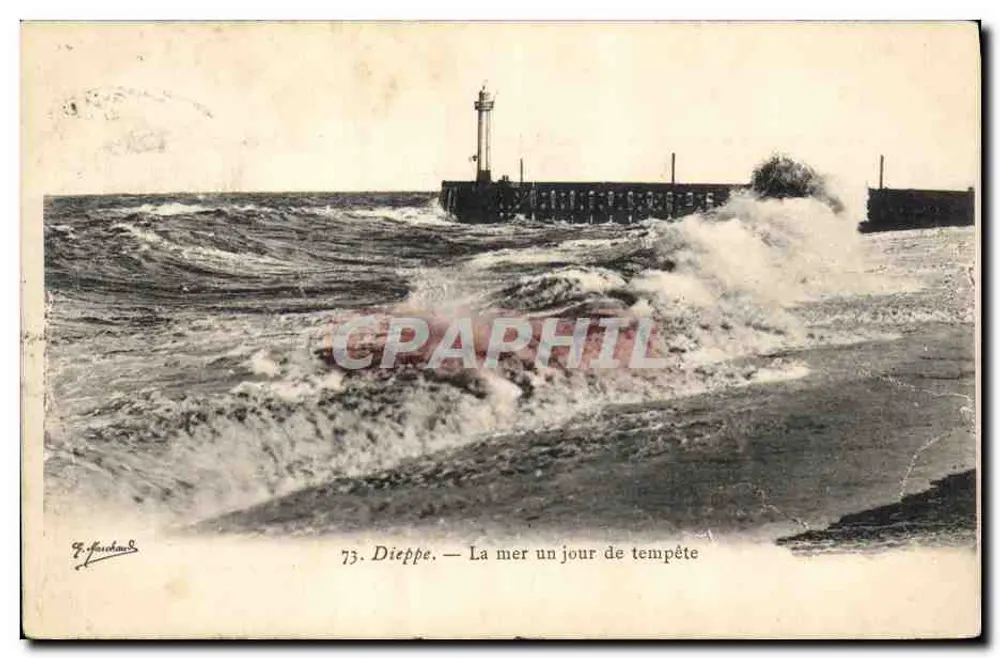 Dieppe — Das Meer an einem stürmischen Tag — F. Fardaud, n°73 - Vorderseite