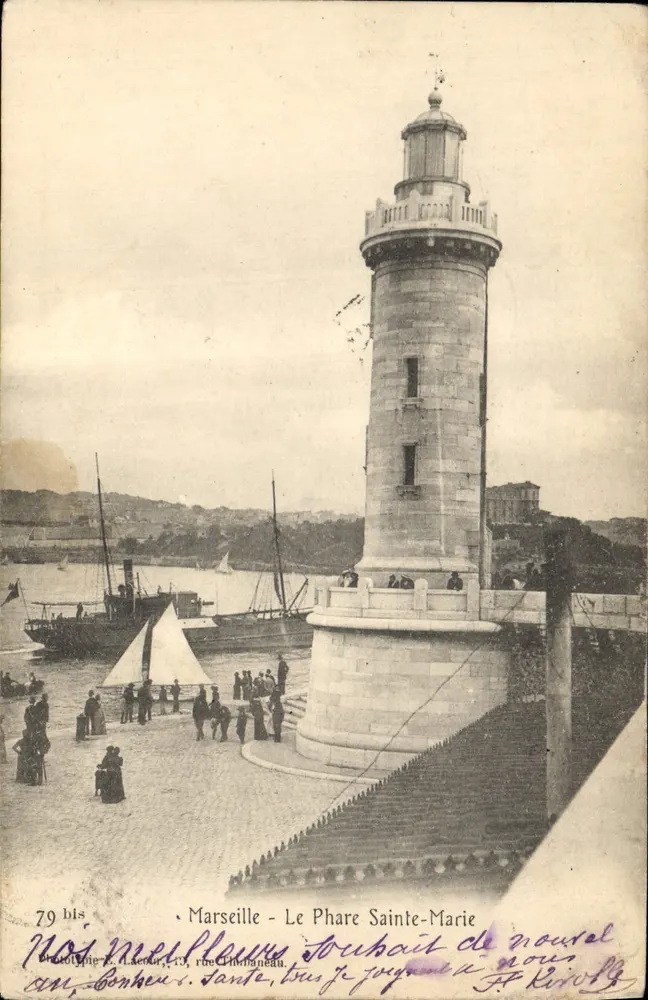 Marseille — Le Phare Sainte-Marie — Phototypie J. Laeber, 73, rue Chinateau, n°79 bis - Anverso