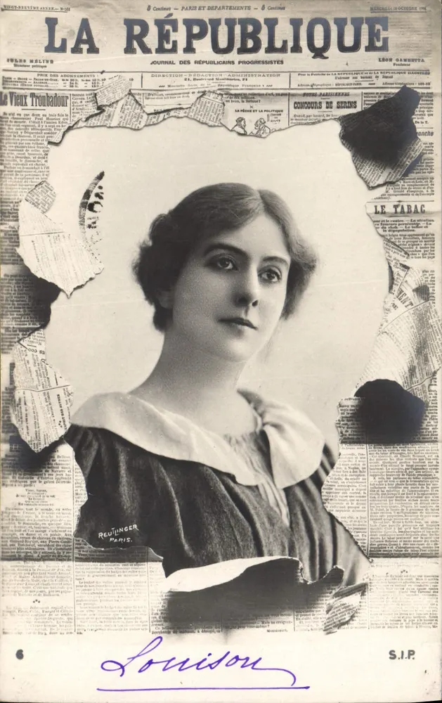 Retrato de mulher — fundo de jornal — fotogravura de Reutlinger Paris — editada por S.I.P. - Frente