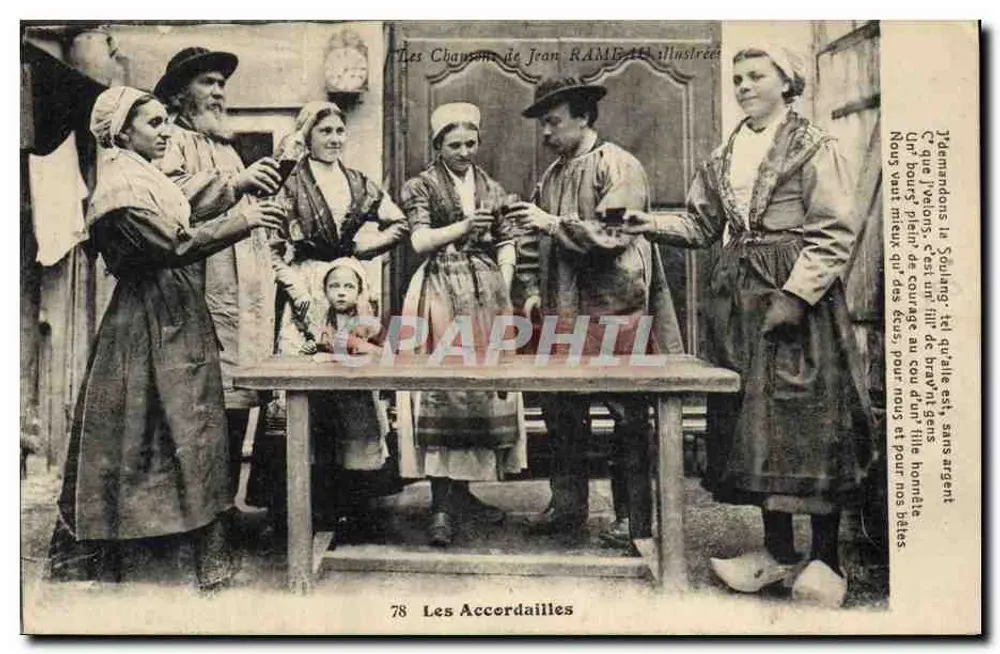 Les Accordailles — cena de aldeia — ilustrada por Jean RAMBAULT, n°78 - Frente