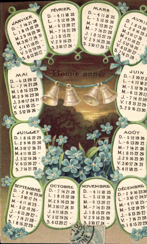Calendário anual — Feliz ano — editor não visível - Frente