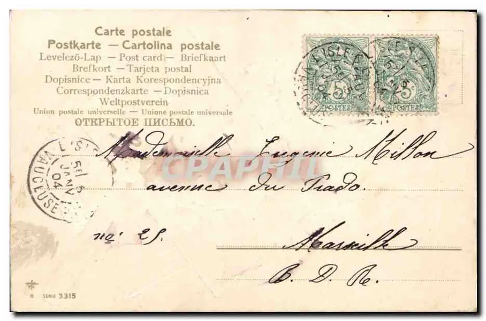 Cupidon alado segurando uma pena — rosas — editor Série 3315 - Verso