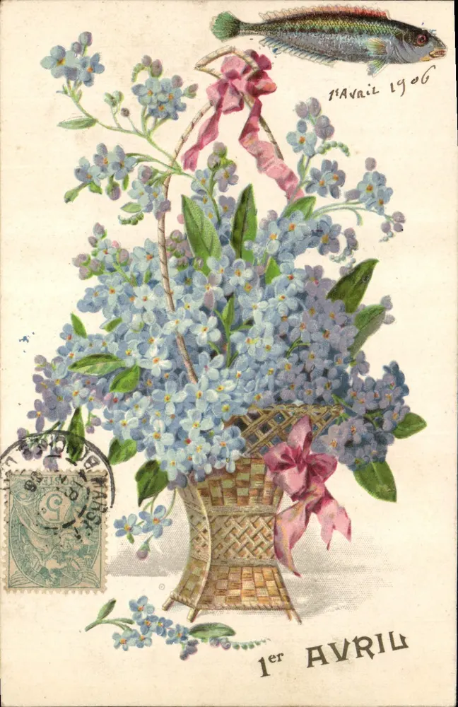 Arranjo de myosotis — 1º de abril — editor G.B. n° 11 - Frente