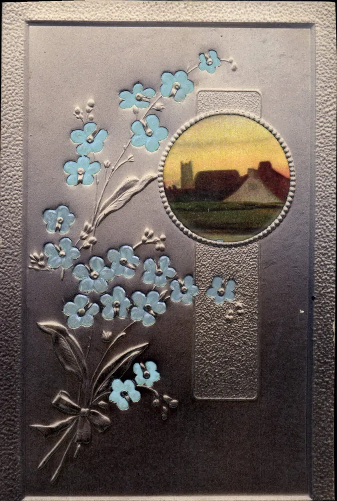 Flores azuis — decorações — Carta postal universal - Frente