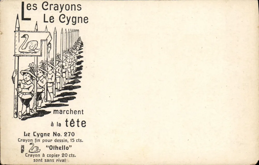 Les Crayons Le Cygne — publicité pour les crayons de dessin et de copie — éditeur Le Cygne - Vorderseite