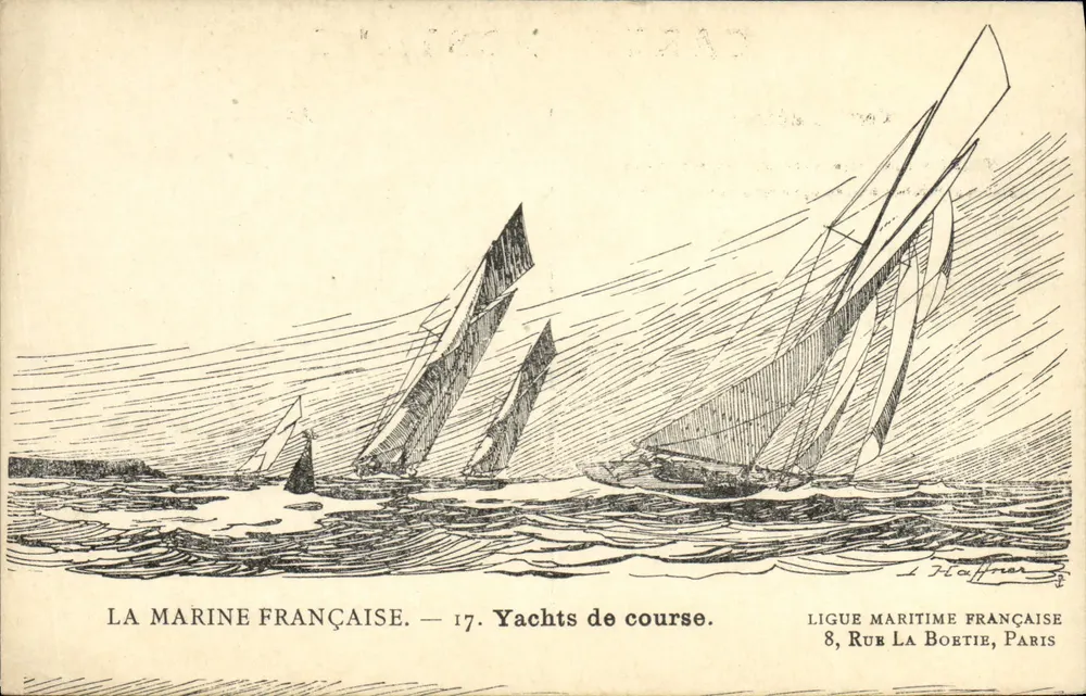 Renn-Yachten — Marine Frankreich — Französische Maritime Liga, 8, Rue La Boétie, Paris - Vorderseite