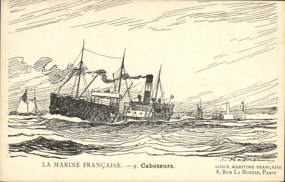 Die französische Marine — 9. Küstenboote — Ligue Maritime Française, 8, Rue La Boétie, Paris - Vorderseite