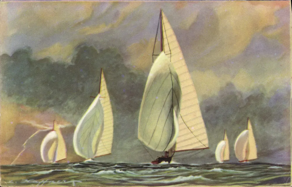 Segelschiffe im Wind — Wind von hinten — Sammlung der Seefahrt- und Kolonialliga - Vorderseite