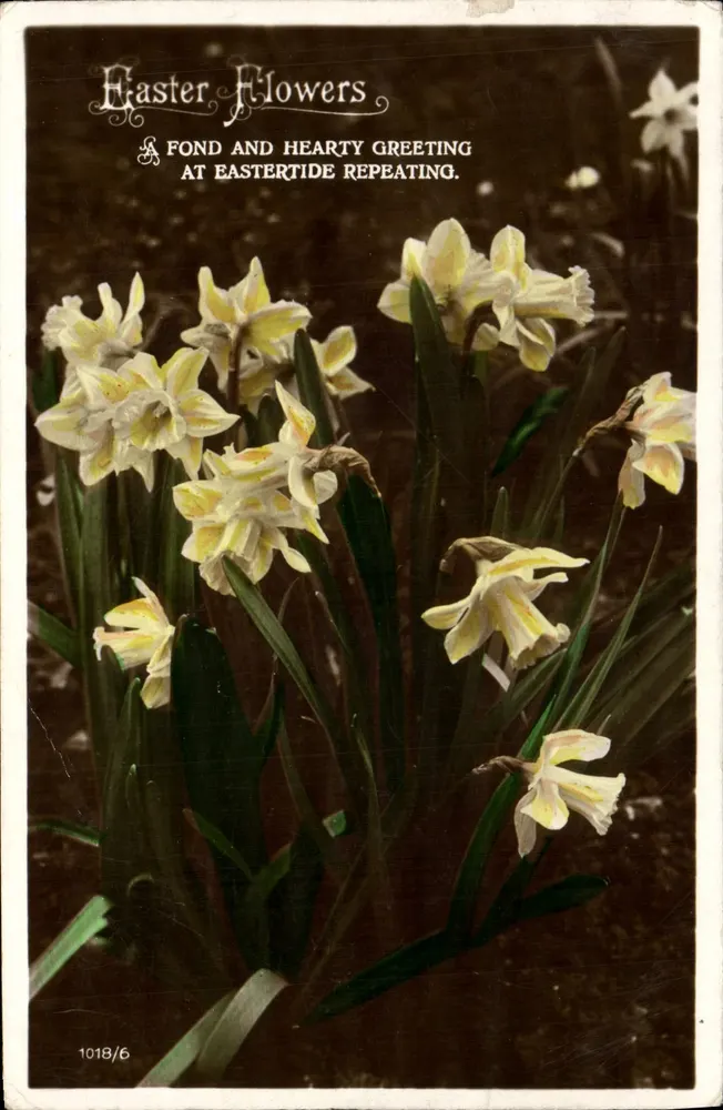 Flores de Páscoa — A fond and hearty greeting at Eastertide repeating — série 1018/6 - Frente