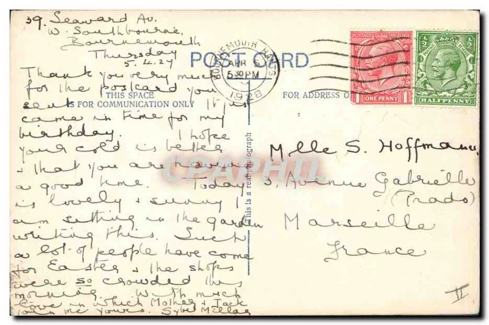 Flores de Páscoa — A fond and hearty greeting at Eastertide repeating — série 1018/6 - Verso
