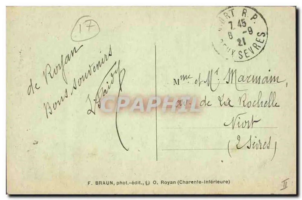 Eingang zur Gironde — Der Leuchtturm von Cordouan — F. Braun, Foto-Verlag, O. Royan (Charente-Inférieure) - Rückseite