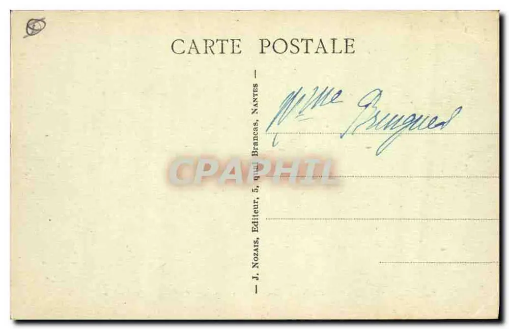 Les Sables-d'Olonne — Meeressturm an den Felsen der Chaume — J. Nozars, Verlag, 5, quai Branças, Nantes - Rückseite