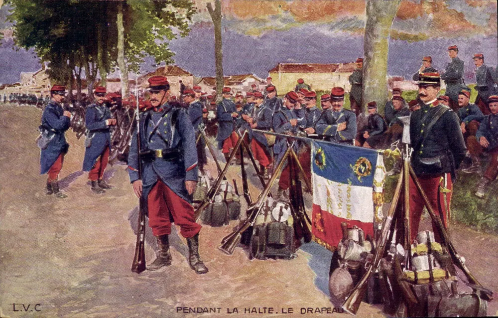 Soldados em parada — A bandeira — T.V.C. - Frente