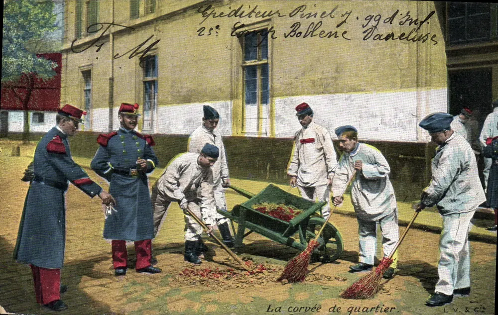 Corveia de quarteirão — Camp Pinel, 25º Regimento de Infantaria — LV & C° - Frente