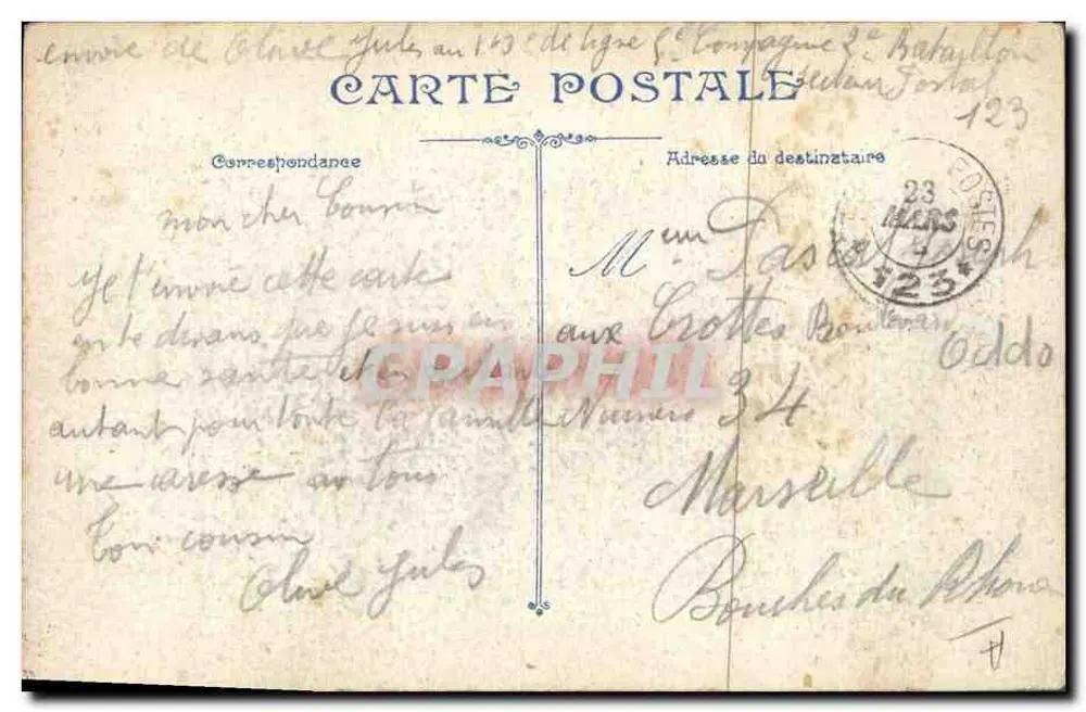 Oficial do exército francês — retrato — editor desconhecido, n° de série 123 - Verso