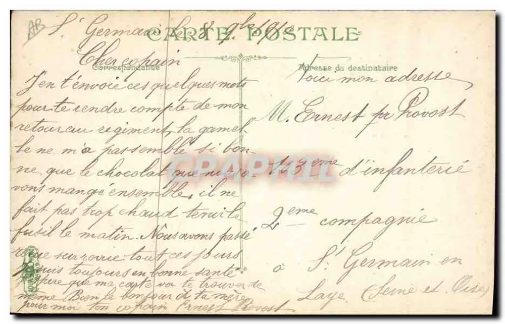 Infantería — Batido de mantas — L.V. & Cie, n° 3596 - Reverso
