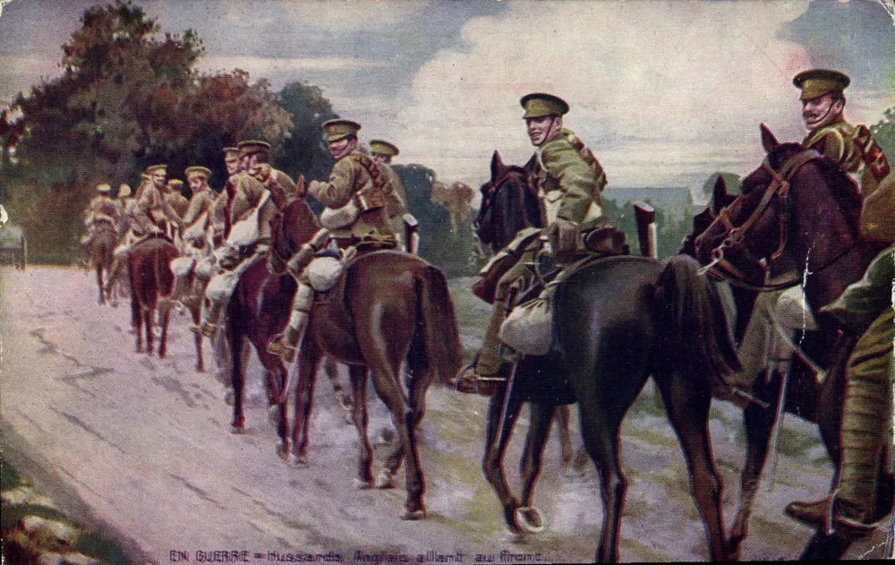 Englische Husaren auf dem Weg zum Front — Im Krieg — Verlag unbekannt, Seriennummer nicht sichtbar - Vorderseite