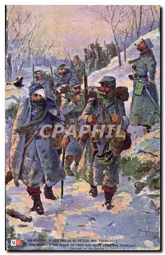 Soldaten auf dem Rückweg von den Schützengräben — Im Krieg — Die Poilus — Verlag L.V.C. n° Z.4 - Vorderseite