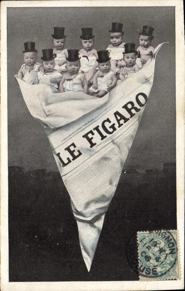 Kinder mit Zylinderhüten in einer Zeitung Le Figaro — Ausgabe 1909, Verlag unbekannt - Vorderseite