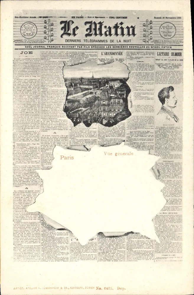 París — Vista general — Artista, Atelier H. Jüggenheim & Cie, editor, n° 6475 - Anverso