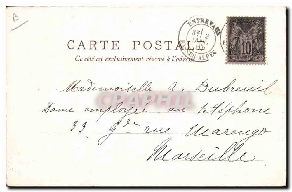 Frankreich — Ansichtskarte mit geografischer Karte und Frau, die Frankreich verkörpert — veröffentlicht von Raphael Tuber & Fils, Paris, Nr. 78 - Rückseite