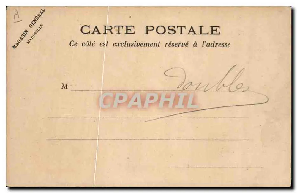 Frankreich — Dreifarbiger Flagge und Brustbild einer Frau — Magasin Général, Marseille - Rückseite
