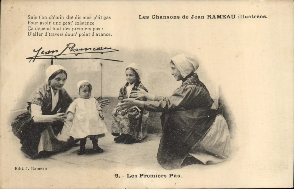 Les Premiers Pas — Les Chansons de Jean RAMEAU illustrées. — Edit. J. Rameau, n°9 - Recto