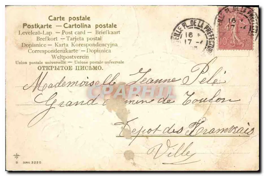 Violetas em um ovo — cartão postal de Páscoa — editor Série 3225 - Verso