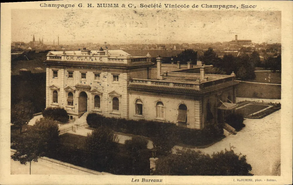 Los Oficinas — G.H. MUMM & C°, Sociedad Vinícola de Champagne, Sucursal — J. BLOUMINE, fot. - Reims - Anverso