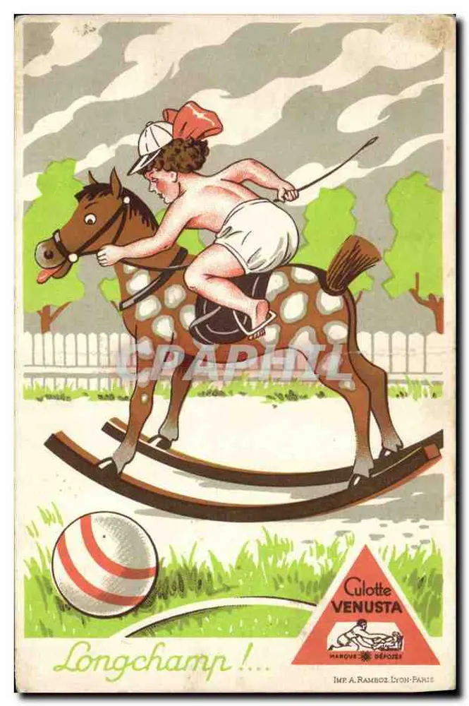 Criança a cavalo em um balancim — Longchamp! — Imp. A. Ramboz, Lyon-Paris - Frente